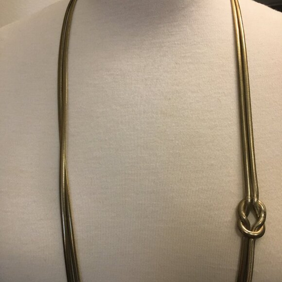 Extra Long Slinky Double Chain Snake Knotted Costume Necklace - Picture 2 of 8